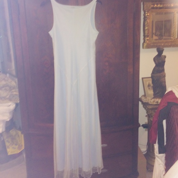 Vintage Ladies La Senza Lingerie, pale Blue gown with white overlay sz M - Picture 7 of 8